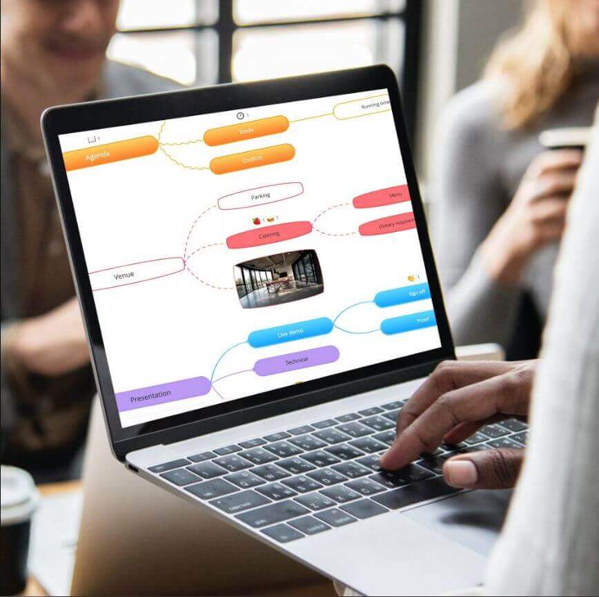 Ayoa mind maps on laptop